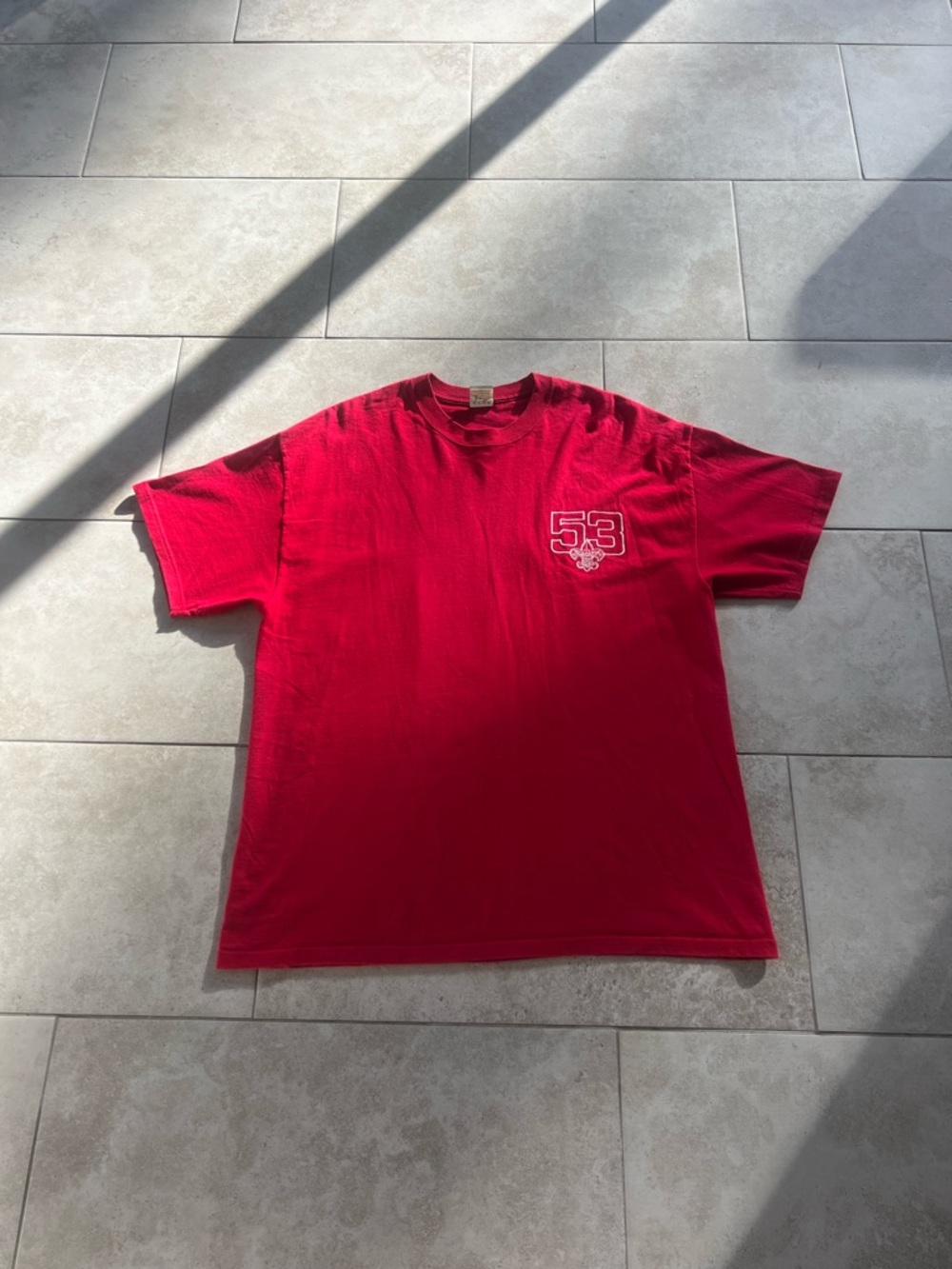 53 Hanes Beefy-T Shirt Red Heavy Weight Cotton Size XL with Bold Vintage Eagle